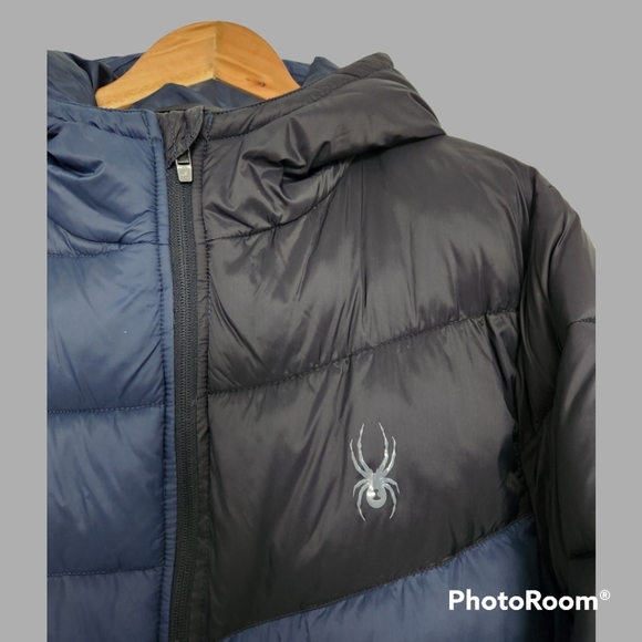 NWOT Spyder Blue and Black Winter Puffer Coat in Medium - Picture 4 of 9